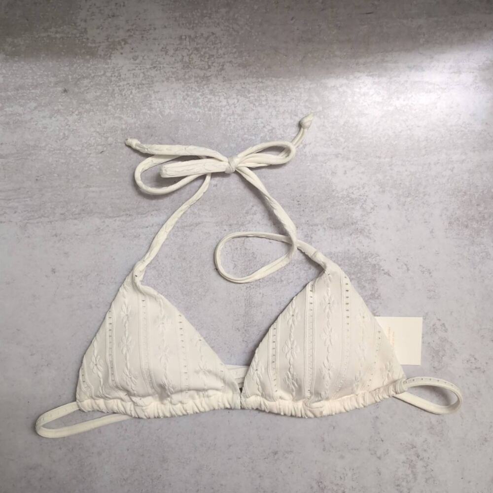 NWT Andie The String Bikini Top Coconut Triangle Tie-Strap L